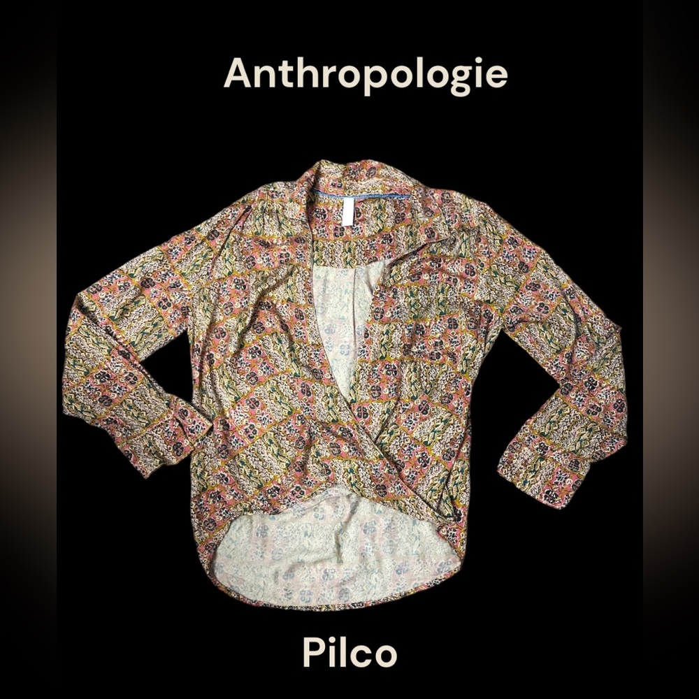 Anthropologie Pilcro Tisha Surplice Faux Wrap Blouse XS